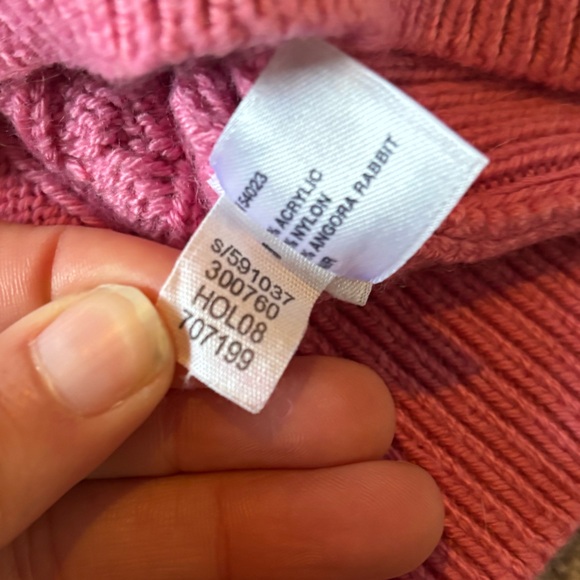 GAP Pink Cable Knit Sweater Medium Angora Blend Holiday 2008 Preppy Y2K - Picture 9 of 9
